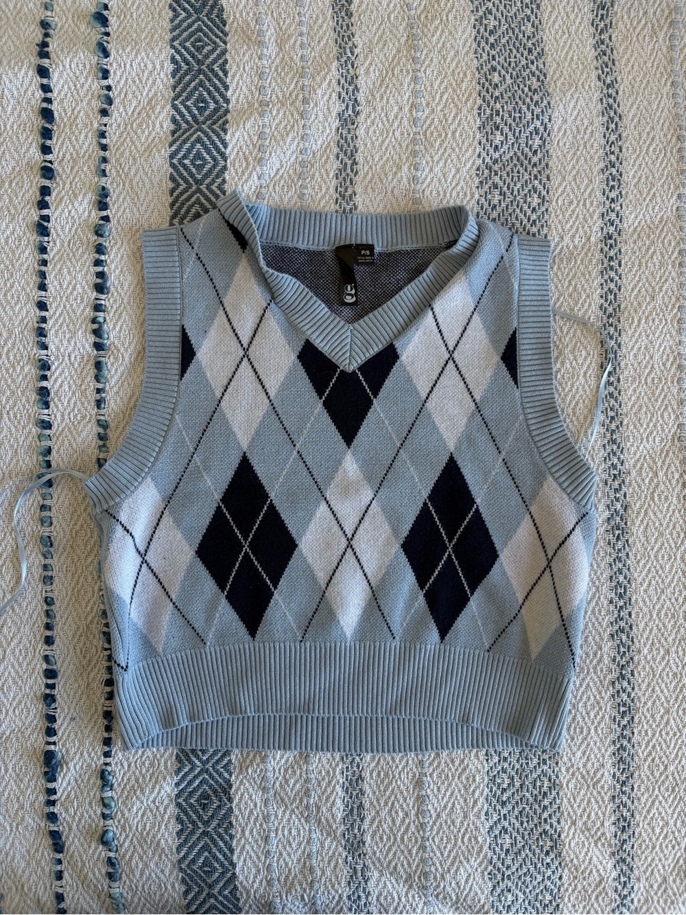 Garage Light Blue Argyle V-Neck Sweater Vest